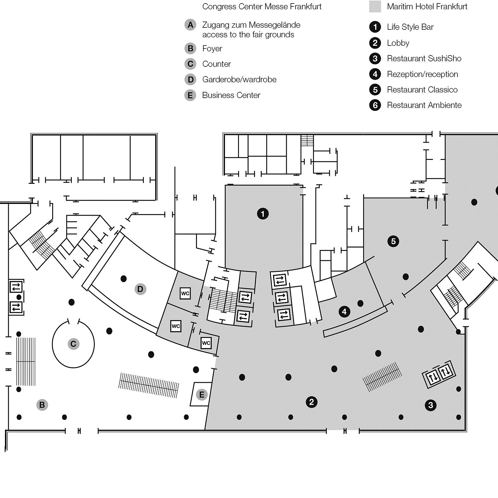 Grundrissplan, Ebene C0 | Maritim Hotel Frankfurt