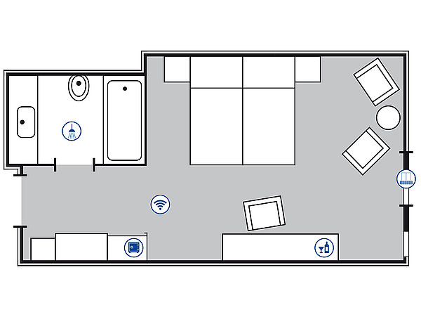 Planimetria della camera Classic | Maritim Hotel Darmstadt