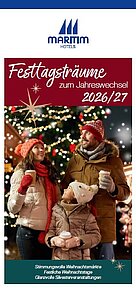 Titelbild des Prospekte "Festtagsträume" mit Angeboten rund um Weihnachtsmärkte, Weihnachten und Silvester