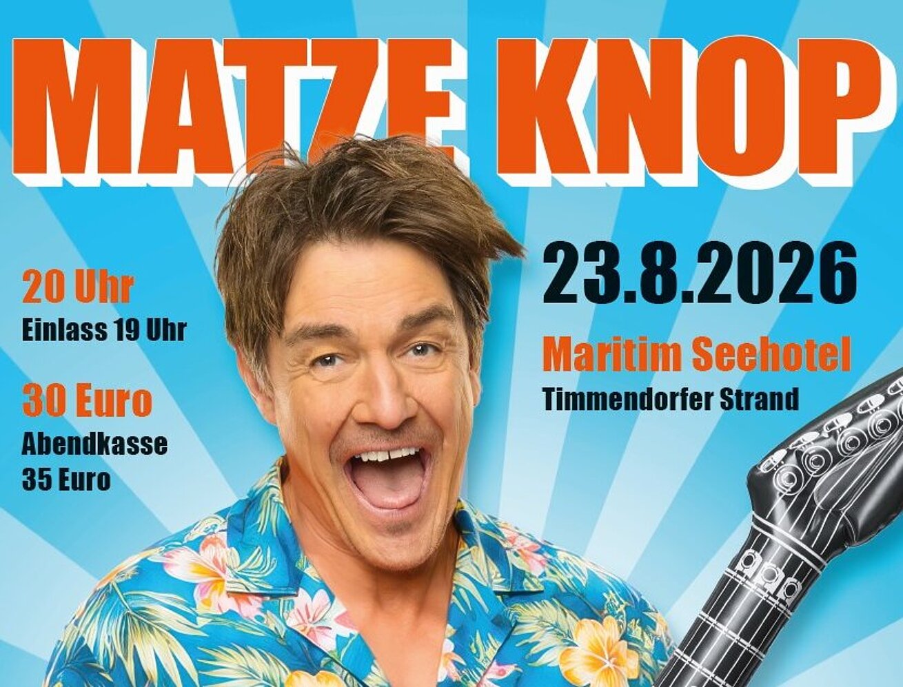 Plakatausschnitt mit Details zum Event von Comedian Matze Knop im Maritim Seehotel