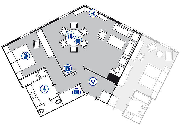 Planimetria della camera Suite Luxury | Maritim Hotel Stuttgart