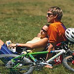 Pause beim Fahrrad fahren