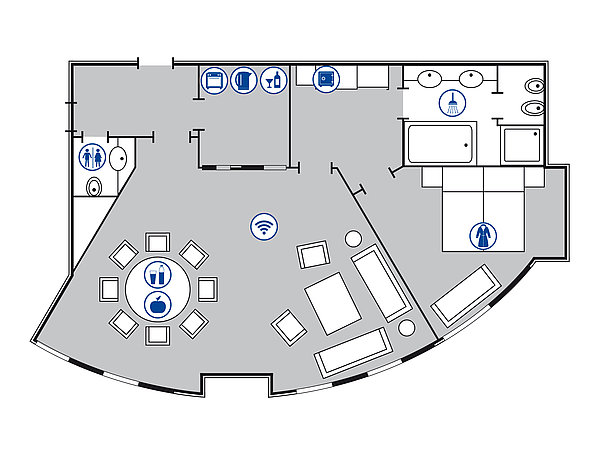 Room floor plan Luxury suite | Maritim Hotel Bonn