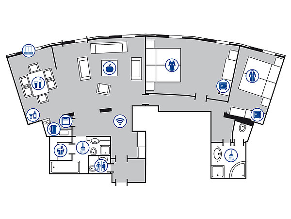 Planimetria della camera Suite Luxury | Maritim Hotel Ulm