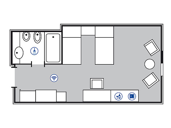 Zimmergrundriss Comfort Zimmer | Maritim Hotel Bonn