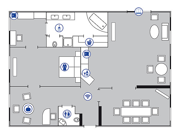 Plano de la habitación Suite Presidential | Maritim proArte Hotel Berlin