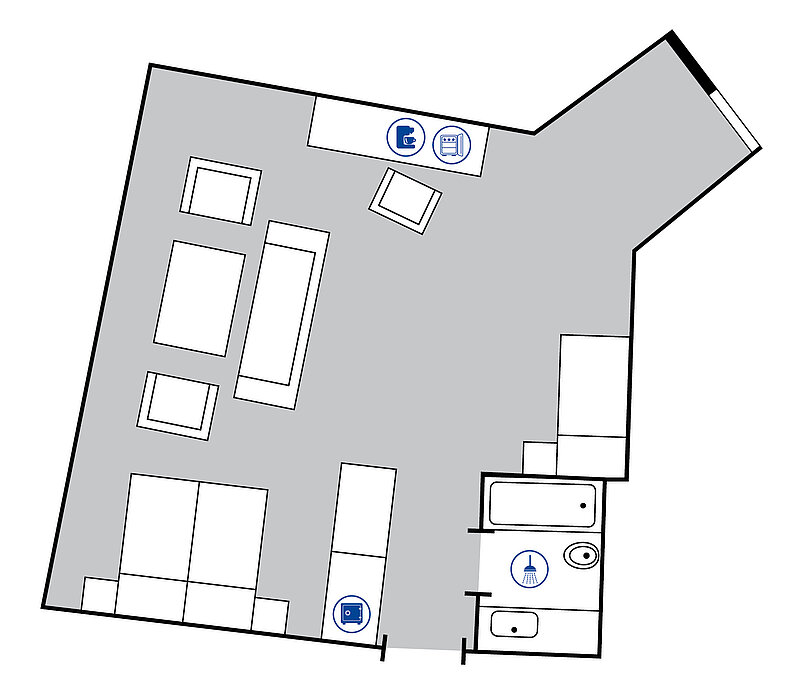 Zimmergrundriss ClassicPlus Familienzimmer im Maritim Hotel Königswinter