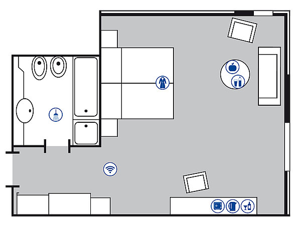 Plano de la habitación Estudio | Maritim Hotel Magdeburg