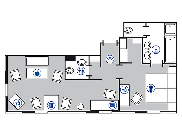 Planimetria della camera Suite | Maritim Hotel am Schlossgarten Fulda