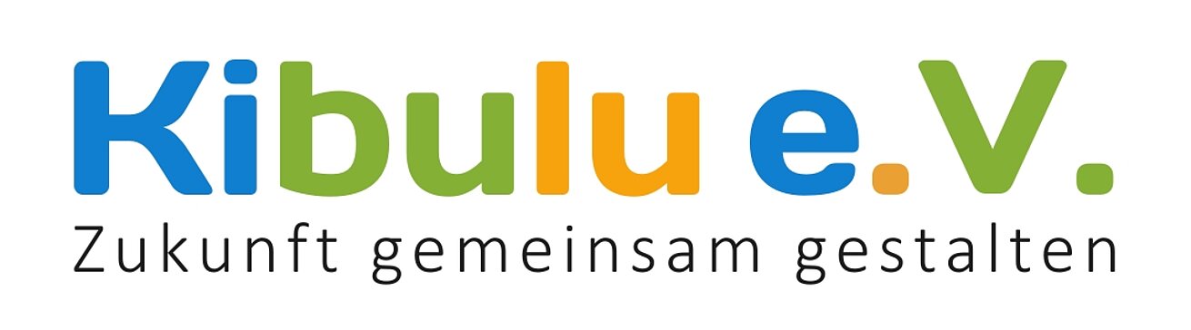 Logo des Kibulu e.V. Logo von Kibulu e. V. mit blau-grünem Schriftzug und Untertitel "Zukunft gemeinsam gestalten"