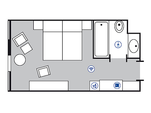 Planimetria della camera Comfort | Maritim Hotel München