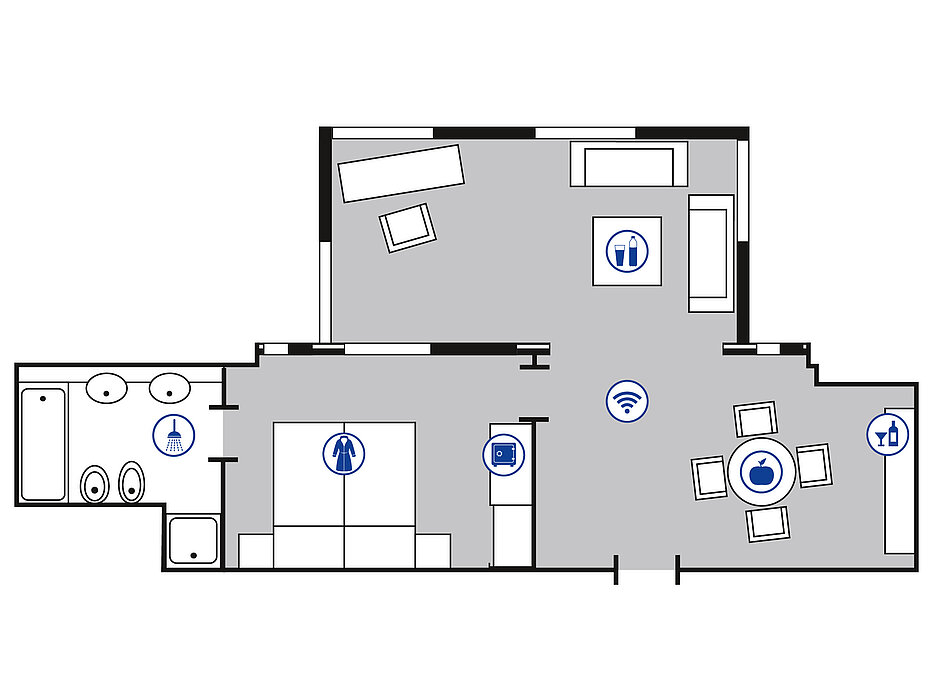 Zimmergrundriss Wintergarten Suite | Maritim Hotel Bad Wildungen
