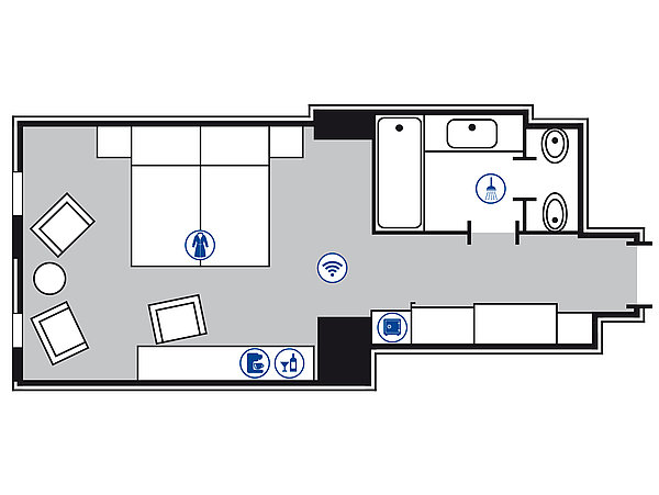 Planimetria della camera Superior | Maritim Hotel & Internationales Congress Center Dresden