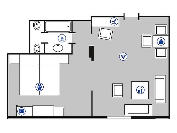 Planimetria della camera Suite Mogano | Maritim Hotel Bad Wildungen