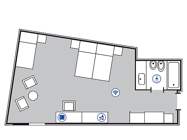 Zimmergrundriss Familienzimmer | Maritim Hotel Königswinter